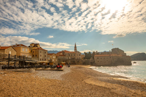 istock The beach with the castle in Budva, 1307207539