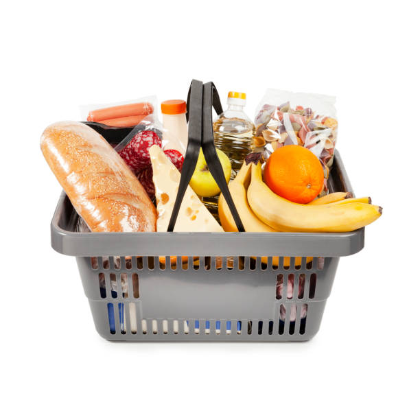 istock Purchasing opportunities. Grocery basket isolated on white background for advertising 1307209190