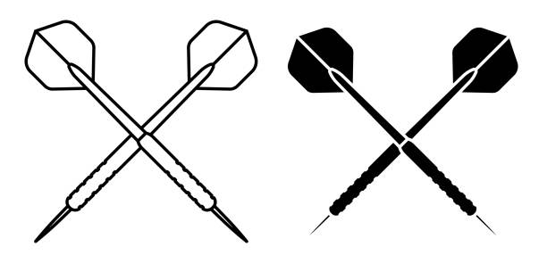 значок стрелки дартс. оборудование для спортивных соревнований дартс. вектор - dartboard target pub sport stock illustrations