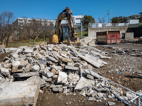 excavator Demolition of a building