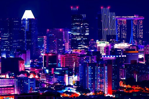 Cyberpunk city at night
