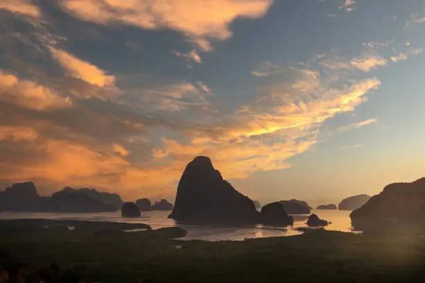 Photo of Scenery Phang Nga bay view point at Samet Nang She near Phuket in Southern, Thailand., landmark and popular for tourists attraction. Southeast Asia travel and tropical summer vacation concept