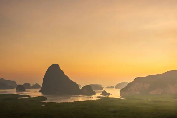 Photo of Scenery Phang Nga bay view point at Samet Nang She near Phuket in Southern, Thailand., landmark and popular for tourists attraction. Southeast Asia travel and tropical summer vacation concept