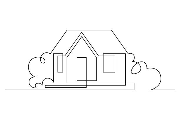 загородный дом в пышной зелени - ипотека иллюстрации stock illustrations