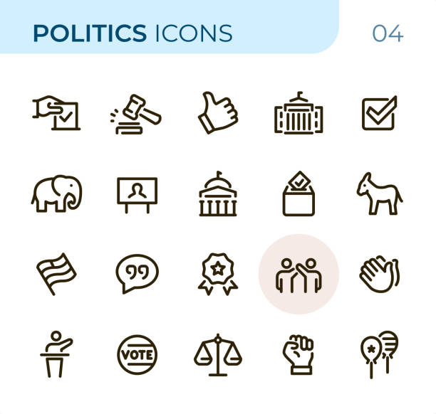 illustrations, cliparts, dessins animés et icônes de politique - pixel perfect unicolor icônes de ligne - interface icons politics american flag voting