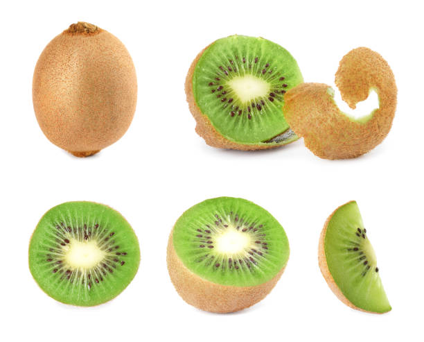 istock Set with ripe kiwi fruits on white background 1307221693