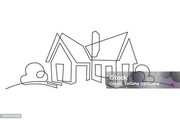 Отдельный Семейный Дом — стоковая векторная графика и другие изображения на тему Дом - Дом, Домашний быт, Жилое здание