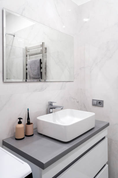 istock Bright and new bathroom with modern interior design 1307223570