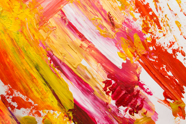 istock brush strokes with paint on paper. red and yellow 1307225033