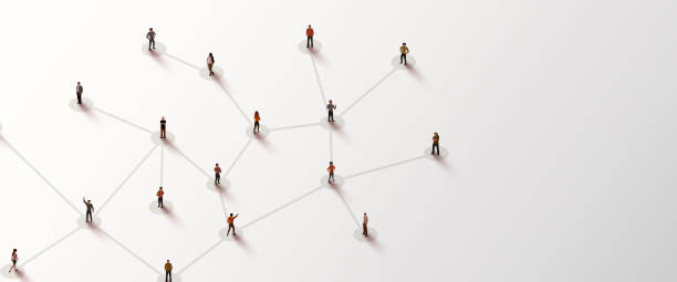人をつなぐ。ソーシャルネットワークの概念。明るい背景 - communication computer network marketing social gathering点のイラスト素材／クリップアート素材／マンガ素材／アイコン素材