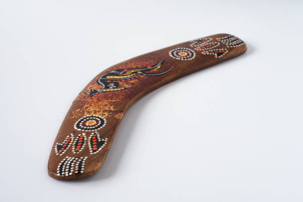 호주 기념품, 화려하고 화려한 부메랑 - boomerang souvenir australian culture symbol 뉴스 사진 이미지