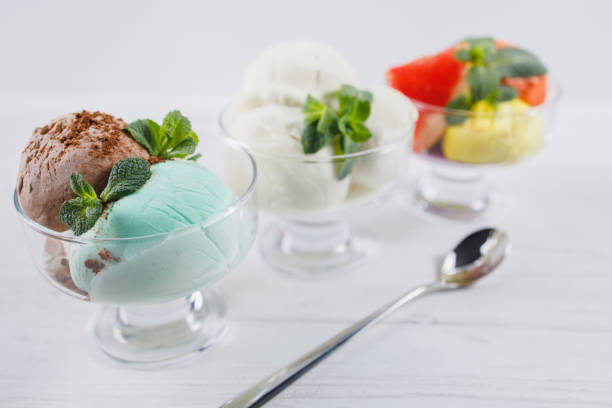 istock Ice-cream. Flavored sundae and fruit sorbet 1307228300