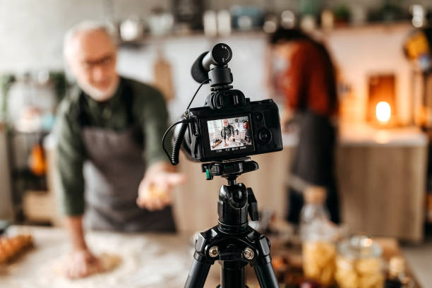 istock Senior chief giving online classes about pasta making 1307231327