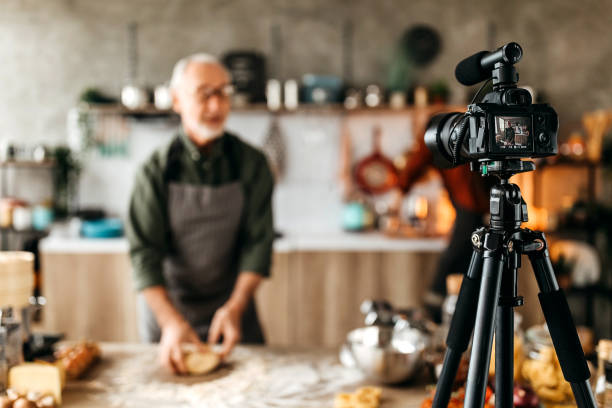 istock Senior chief giving online classes about pasta making 1307231379