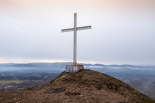 a summit cross in the alps near Serfaus in Austria