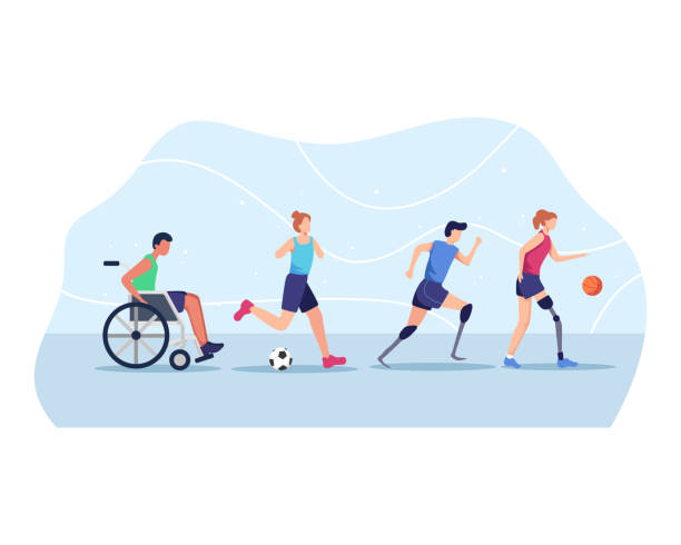 osoby niepełnosprawne w sporcie - indonesia football stock illustrations