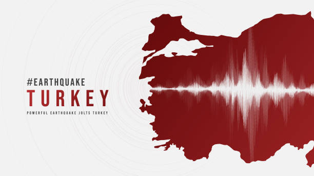 서클 진동과 터키 지진 파도, 교육, 과학 및 뉴스, 벡터 일러스트에 대한 디자인. - earthquake stock illustrations