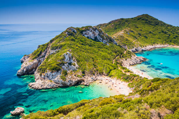 ケルキ、ギリシャ。 - corfu greece sea beach ストックフォトと画像