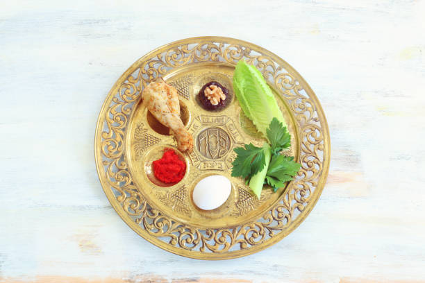 istock Pesah celebration concept (jewish Passover holiday). Traditional pesah plate 1307247215