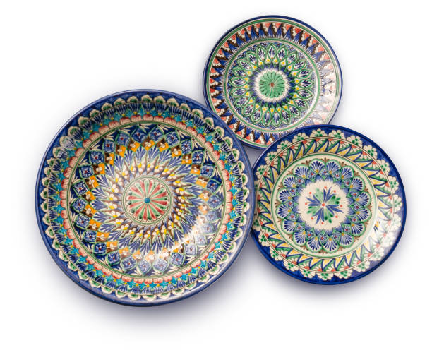 istock Decorative ceramic plates with traditional Uzbek ornament 1307247318