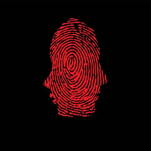 Vector illustration of Fingerprint ID woman and man two silhouettes