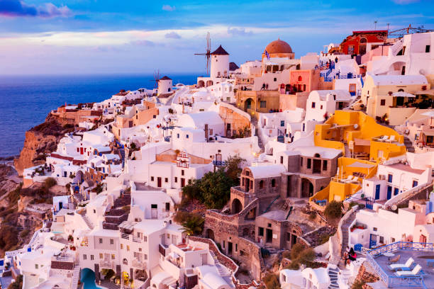 istock Windmills on Santorini island 1307248760