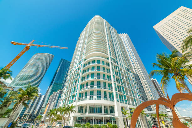 istock Blue sky over skyscrapers in downtown Miami 1307248966