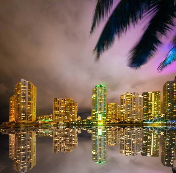 istock Skyscrapers in Miami riverwalk at night 1307250146