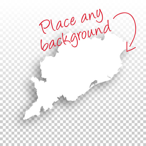 Odisha Map for design - Blank Background Map of Odisha for your design, with space for your text and your background. White map with a shadow creating a relief effect. Vector Illustration (EPS10, well layered and grouped). Easy to edit, manipulate, resize or colorize. bhubaneswar stock illustrations