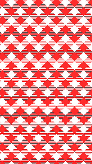 Red and white checkered picnic tablecloth