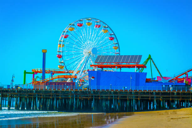 istock Clear sky over Santa Monica amusement park 1307252927