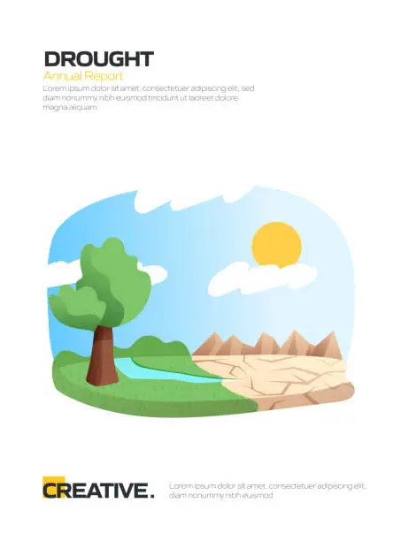 Vector illustration of Drought Concept for Posters, Covers and Banners. Modern Flat Design Vector Illustration.