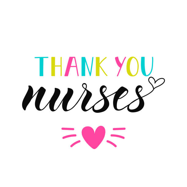 ilustraciones, imágenes clip art, dibujos animados e iconos de stock de gracias enfermeras. letras. ilustración de tinta. diseño de camiseta. - nurse