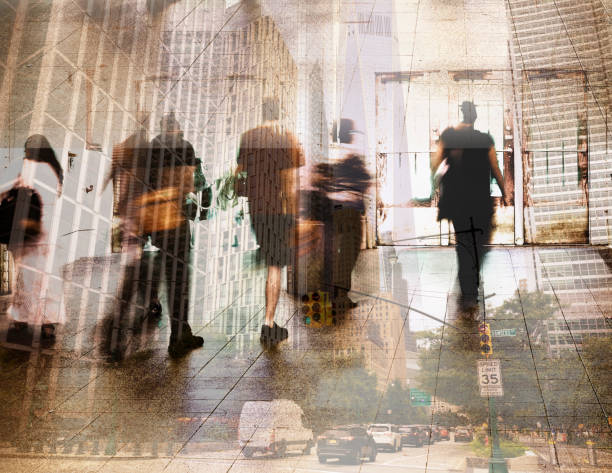 istock Abstract image of people walking on a street. NYC. 1307257018