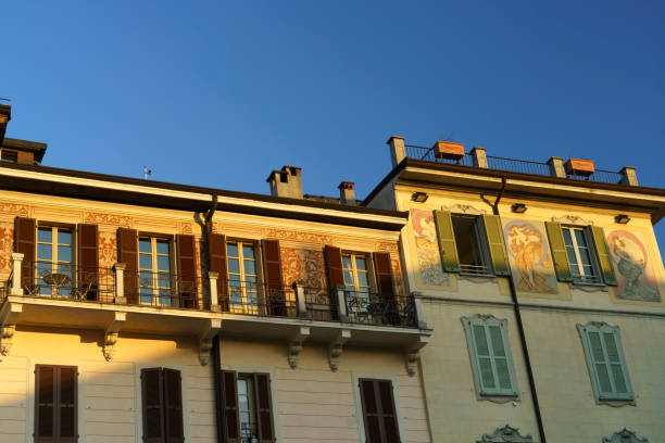 Como, Italy - July 8, 2020: Como, Lombardy, Italy: the historic center at evening