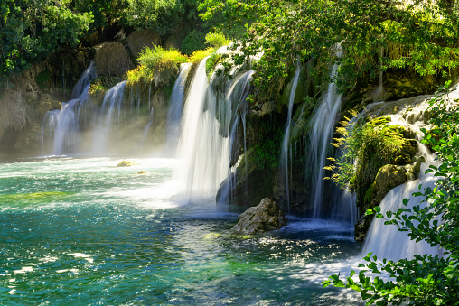 Krka National Park, waterfall Skradinski buk, Croatia. Great tourist destination