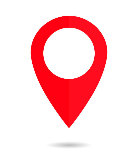 지도의 핀입니다. 드롭 핀의 아이콘입니다. 위치. 빨간색 gps 마커. 위치 및 탐색을 위한 지오 포인트입니다. 지도의 위치를 정확히 찾아보습니다. 앱의 여행 및 방향의 기호입니다. 도시의 랜드� - physical geography stock illustrations