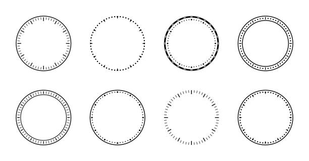 ilustrações, clipart, desenhos animados e ícones de cara de relógio. discar de relógio. círculos de relógios para o tempo. ícone gráfico simples isolado em fundo branco. design de contorno de relógio para parede. temporizador em branco moderno. silhueta de cronômetro. vetor - clock face clock countdown time