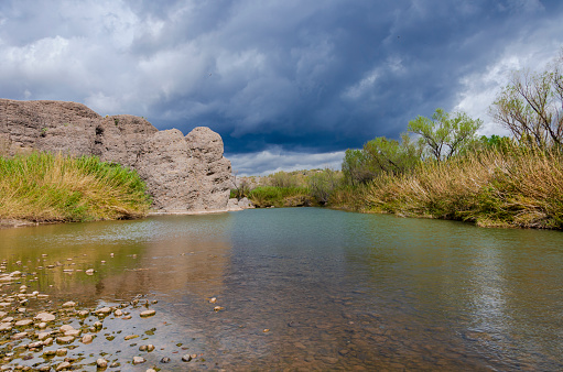 The Verde River, near the town of Rio Verde, Arizona in the late winter.  This area is called the Needle Rock recreation area and used for year-round recreation.