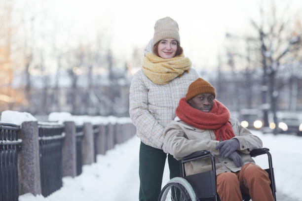 istock Interabled Couple Outdoors in Winter 1307263793