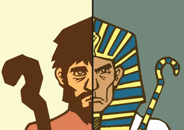 Vector illustration of Moses and Pharaoh