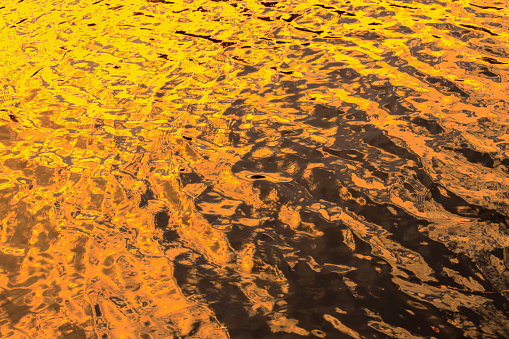 Background orange water surface. Aqua blurred texture.
