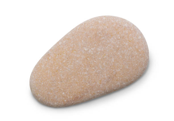 Pebble. Smooth red  sea stone isolated on white background with shadows, clipping path  for isolation without shadows on white