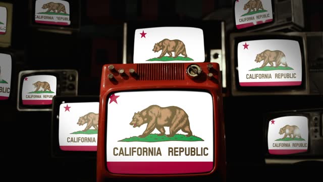 Flag of California on Vintage Televisions.
