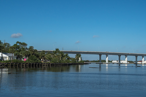 Waterfront Stuart, Florida, historic district. Small shops along the main streets, the waterway with its Healthy Trail for outdoor exercise, lifestyle in Martin County