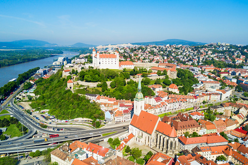 Bratislava city aerial panoramic view. Bratislava is a capital of Slovakia.