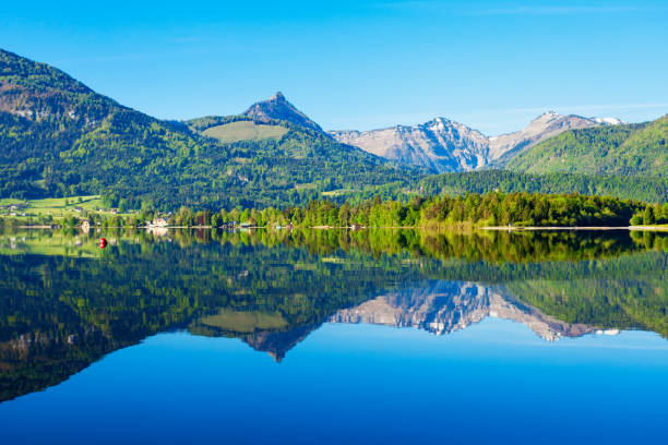 Wolfgangsee lake in Austria. Wolfgangsee is one of the best known lakes in the Salzkammergut resort region of Austria.