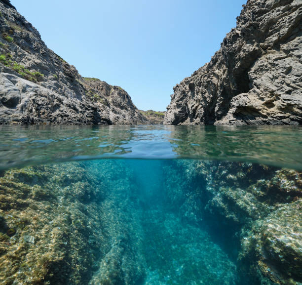 istock Mediterranean sea rocky coast passage over under 1307285406