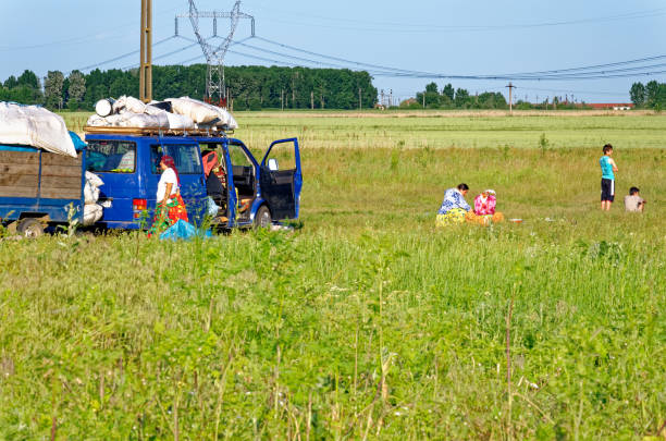 Travellers camp site on the outskirts of Dorobantu, Calarasi Romania - 28th of June 2011