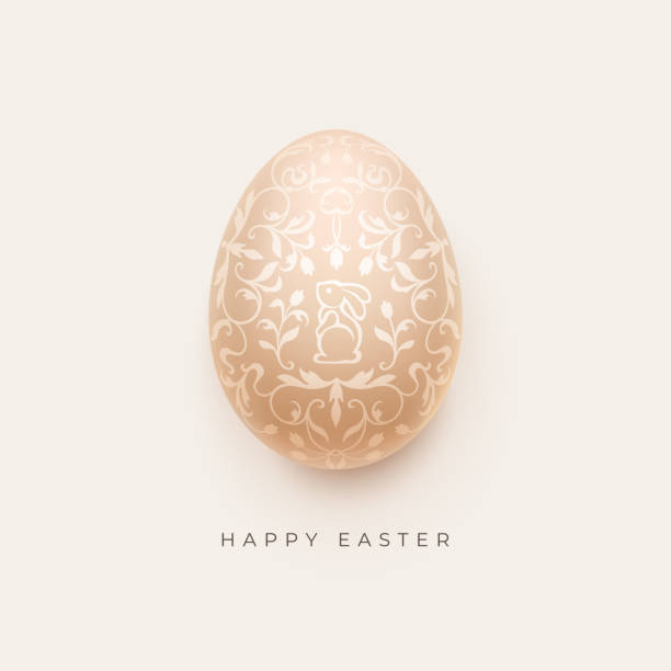 ilustrações de stock, clip art, desenhos animados e ícones de happy easter greeting card with decorative egg - may floral pattern spring april